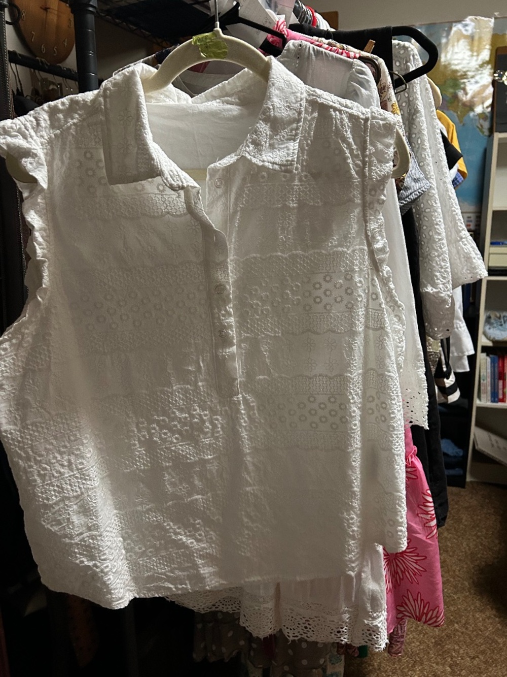 Loft Embroidered cap sleeve top